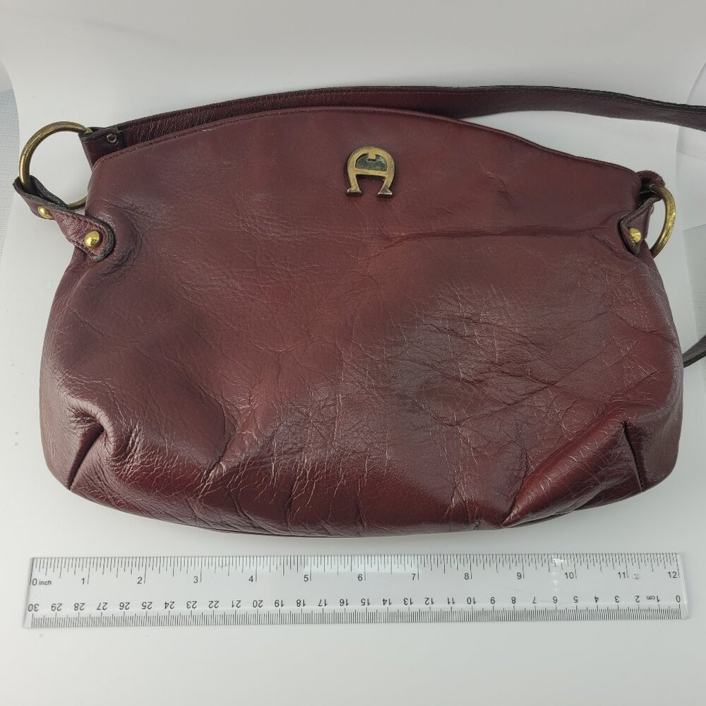 Vintage Etienne Aigner Burgundy Dark Red Leather Shoulder Bag Purse 12x8" - Picture 14 of 15